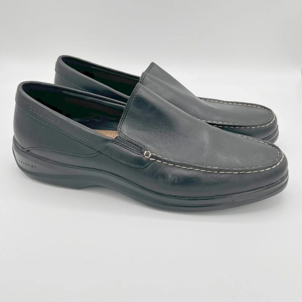Cole Haan‎ Grand Os Santa Barbara C25938 Mens 11 Black Leather Loafers Slip On
